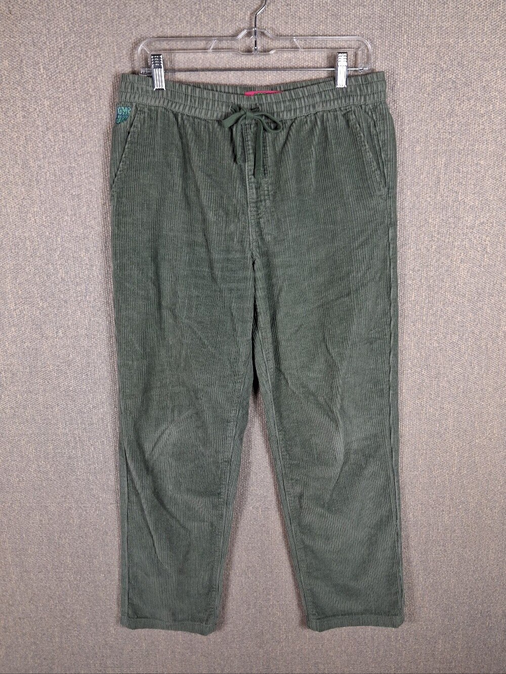 Empyre Corduroy Pants Size Small Sage Green Elastic Waist Skatewear Y2K Relaxed